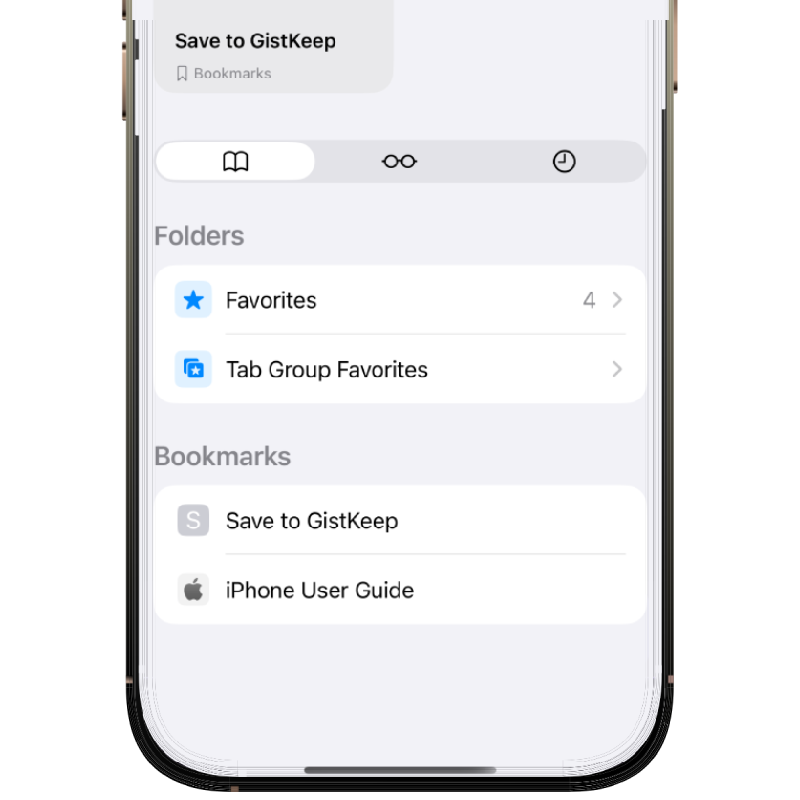 GistKeep interface for managing saved bookmarks and notes